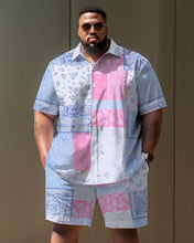 Load image into Gallery viewer, Men&#39;s Plus Size Casual Vacation Retro Pattern Short Sleeve Shirt Shorts Suit