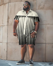 Load image into Gallery viewer, Men&#39;s Plus Size Striped Short Shirt Shorts Set