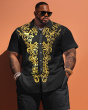 Load image into Gallery viewer, Men&#39;s Plus Size Classic Pattern Short Sleeve Shirt Shorts Set