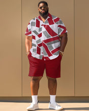 Load image into Gallery viewer, Men&#39;s Plus Size Simple Geometric Pattern Short Sleeve Shirt Shorts Set