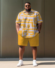 Load image into Gallery viewer, Men&#39;s Plus Size Casual Geometric Print Short Sleeve Shirt Shorts Suit