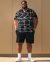 Load image into Gallery viewer, Men&#39;s Plus Size Casual Simple Line Print Short Sleeve Shirt Shorts Suit