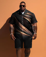 Load image into Gallery viewer, Men&#39;s Plus Size Simple Beam Line Print Short-Sleeved Shirt Shorts Set