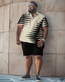 Men's Plus Size Geometric Short Sleeve Shirt Shorts Set