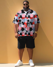 Load image into Gallery viewer, Men&#39;s Plus Size Casual Simple Geometric Print Short Sleeve Shirt Shorts Suit