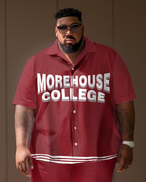 Men's Plus Size College Style Morehouse College Short Shirt Uniform Suit