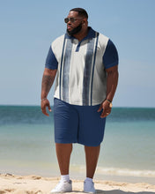 Load image into Gallery viewer, Men&#39;s Plus Size Business Stripe Beach Two-Piece Set