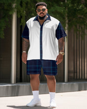 Load image into Gallery viewer, Men&#39;s Plus Size Plaid Short Sleeve Shirt Shorts Set