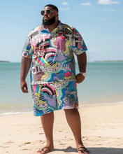 Load image into Gallery viewer, Men&#39;s Plus Size Beach Hawaiian Print Two-Piece Set