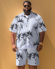 Load image into Gallery viewer, Men&#39;s Plus Size Casual Simple Coconut Tree Print Short Sleeve Shirt Shorts Suit