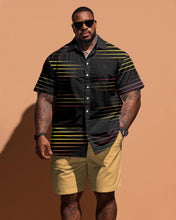 Load image into Gallery viewer, Men&#39;s Plus Size Simple Strip Print Short-sleeved Shirt And Shorts Set