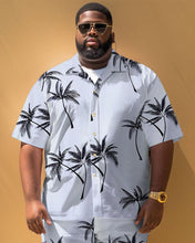 Load image into Gallery viewer, Men&#39;s Plus Size Casual Simple Coconut Tree Print Short Sleeve Shirt Shorts Suit