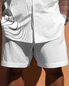 Men's Large Size Simple Line Short Sleeve Shirt Shorts Suit