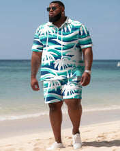 Load image into Gallery viewer, Hawaiian Coconut Colorblock Shirt And Shorts Two-Piece Men&#39;s Plus Size Set