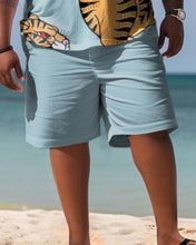 Load image into Gallery viewer, Men&#39;s Plus Size Beach Hawaiian Tiger Print Two-Piece Set