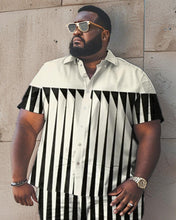 Load image into Gallery viewer, Men&#39;s Plus Size Striped Short Shirt Shorts Set