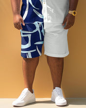 Load image into Gallery viewer, Men&#39;s Plus Size Simple Geometric Contrast Short Sleeve Shirt And Shorts Set