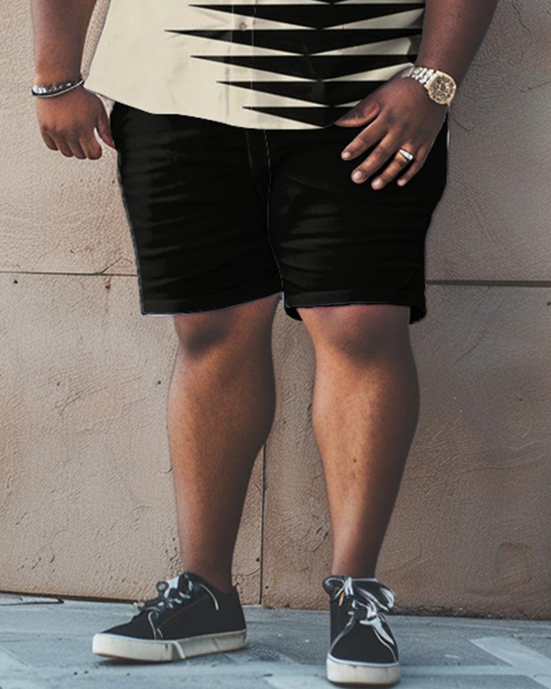 Men's Plus Size Geometric Short Sleeve Shirt Shorts Set