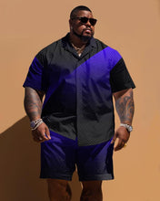 Load image into Gallery viewer, Men&#39;s Plus Size Simple Pattern Printed Short-sleeved Shirt And Shorts Set