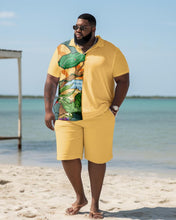 Load image into Gallery viewer, Men&#39;s Plus Size Beach Hawaii Colorblock Two-Piece Set