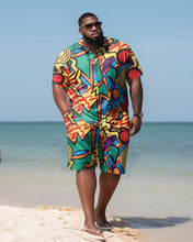 Load image into Gallery viewer, Men&#39;s Plus Size Doodle Cartoon Beach Hawaiian Two-Piece Set