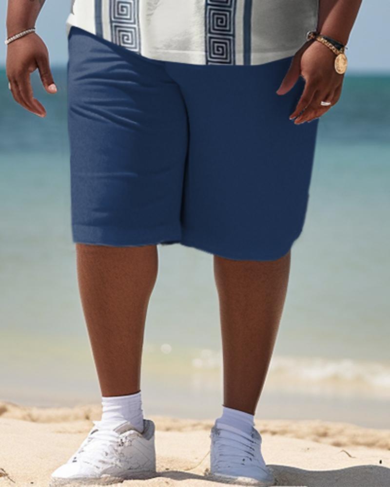 Men's Plus Size Business Stripe Beach Two-Piece Set