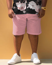 Load image into Gallery viewer, Men&#39;s Plus Size Casual Simple Floral Print Short Sleeve Shirt Shorts Suit