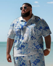 Load image into Gallery viewer, Men&#39;s Plus Size Hawaiian Art Wave Color Block Shirt And Shorts Two-Piece Set