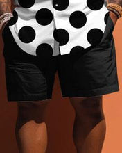 Load image into Gallery viewer, Men&#39;s Plus Size Black And White Polka Dot Print Short Sleeve Shirt Shorts Set