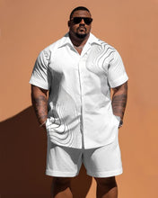 Load image into Gallery viewer, Men&#39;s Large Size Simple Line Short Sleeve Shirt Shorts Suit