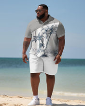 Load image into Gallery viewer, Men&#39;s Large Size Business Color Matching Coconut Tree Beach Two-Piece Set