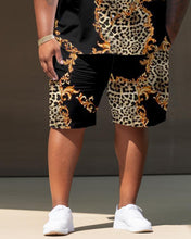 Load image into Gallery viewer, Men&#39;s Plus Size Retro Irregular Leopard Print Short Sleeve Shirt Shorts Set