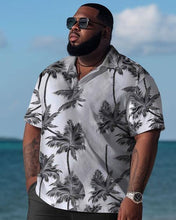 Load image into Gallery viewer, Men&#39;s Plus Size Hawaiian Color Block Coconut Shirt Shorts Two Piece Set