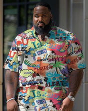 Load image into Gallery viewer, Men&#39;s Plus Size  Cartoon Graphic Short Shirt Shorts Suit