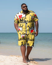 Load image into Gallery viewer, Men&#39;s Plus Size Crown King Beach Hawaiian Two-Piece Set