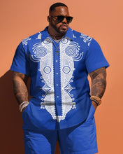 Load image into Gallery viewer, Men&#39;s Plus Size Simple Pattern Short Sleeve Shirt And Shorts Set