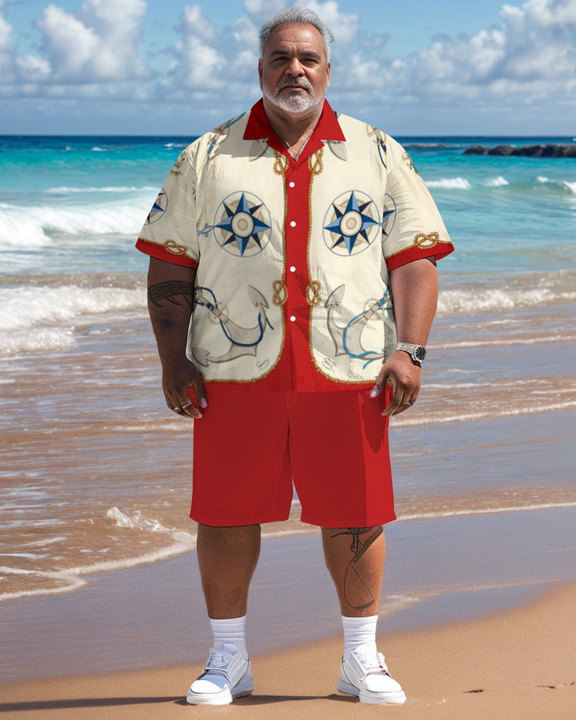 Men's Plus Size Hawaiian Resort Short Sleeve Shirt and Shorts Set 018