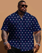 Load image into Gallery viewer, Men&#39;s Plus Size Small Polo Dot Print Short Sleeve Shirt Shorts Set