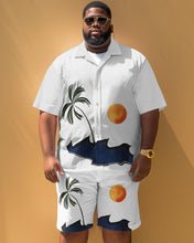 Load image into Gallery viewer, Men&#39;s Plus Size Hawaiian Coconut Print Short Sleeve Shirt Shorts Set