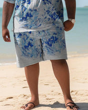 Load image into Gallery viewer, Men&#39;s Plus Size Hawaiian Art Wave Color Block Shirt And Shorts Two-Piece Set