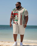 Men's Plus Size Business Colorblock Beach Two-Piece Set