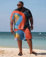 Load image into Gallery viewer, Men&#39;s Plus Size Beach Hawaiian Swirled Print Two-Piece Set