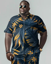 Load image into Gallery viewer, Men&#39;s Plus Size Leaf Pattern Short Sleeve Shirt Shorts Set