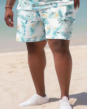 Load image into Gallery viewer, Men&#39;s Plus Size Beach Hawaii Color Block Shirt Shorts Two Piece Set