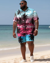 Load image into Gallery viewer, Hawaiian Coconut Gradient Shirt And Shorts Two-Piece Men&#39;s Plus Size Set