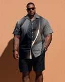 Men's Plus Size Geometric Print Short Sleeve Shirt Shorts Set