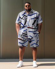 Load image into Gallery viewer, Men&#39;s Plus Size Casual Retro Classic Graphic Street Short Shirt Shorts Suit