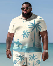 Load image into Gallery viewer, Men&#39;s Plus Size Hawaiian Art Coconut Color Block Shirt And Shorts Two-Piece Set