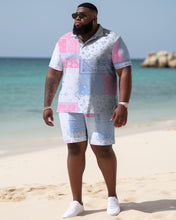 Load image into Gallery viewer, Men&#39;s Plus Size Seaside Hawaiian Peris Pattern Shirt and Shorts Two-piece Set