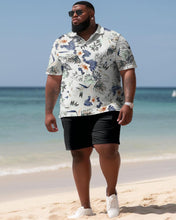 Load image into Gallery viewer, Men&#39;s Large Size Hawaiian Pattern Color Block Shirt and Shorts Two-piece Set